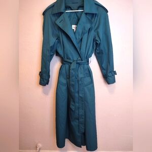 Vintage Teal Green Trench Coat/ Duster Jacket